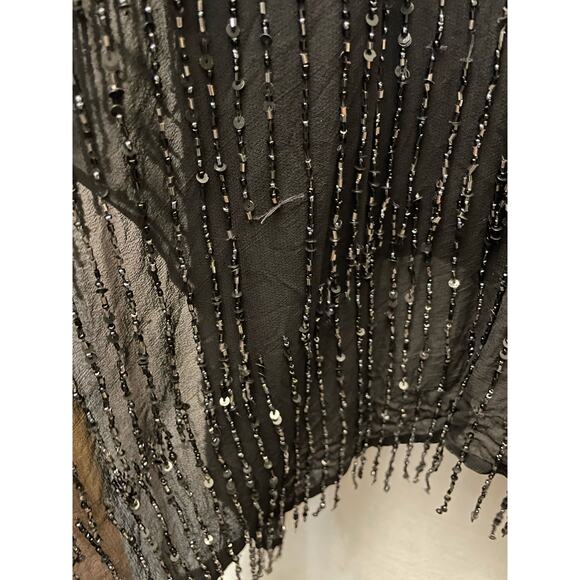 Chicos black beaded luxury fancy  top one size 100% rayon - Picture 2 of 5